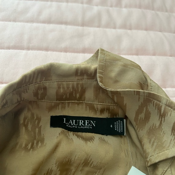 NWT Lauren Ralph Lauren Jacquard Shirtdress in Tan color - Picture 11 of 16